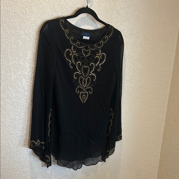 Sue Wong Tops - Sue Wong Black Top with Gold Embellishments